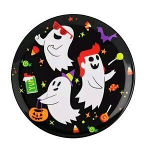 4 Piece Set Hyde and Eek Halloween Plates 10" Ghost Melamine Plastic - BPA Free